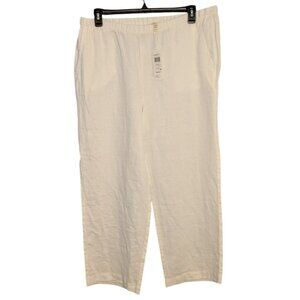 Eileen Fisher pants White Ankle Length Pants XL organic linen quiet luxury beach